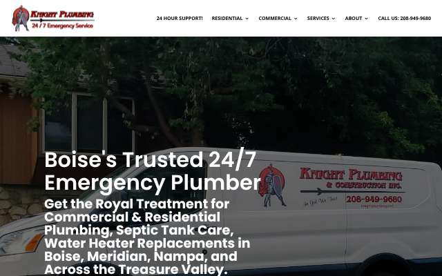 Knight Plumbing and Environmental's page as the assistant saw it