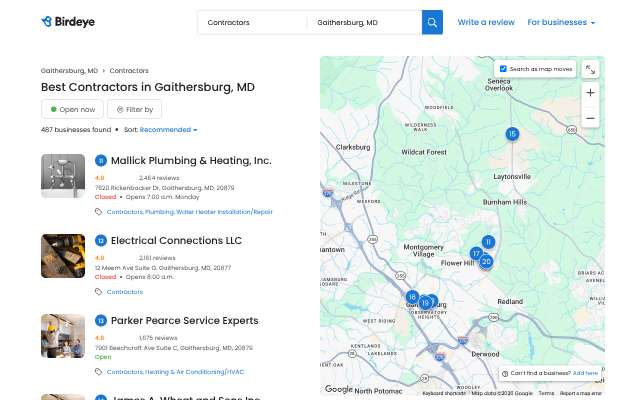 Parker Pearce Service Experts's page as the assistant saw it