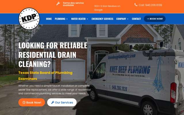 Knee Deep Plumbing's page as the assistant saw it