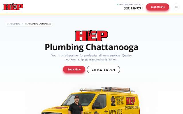 HEP Plumbing's page as the assistant saw it