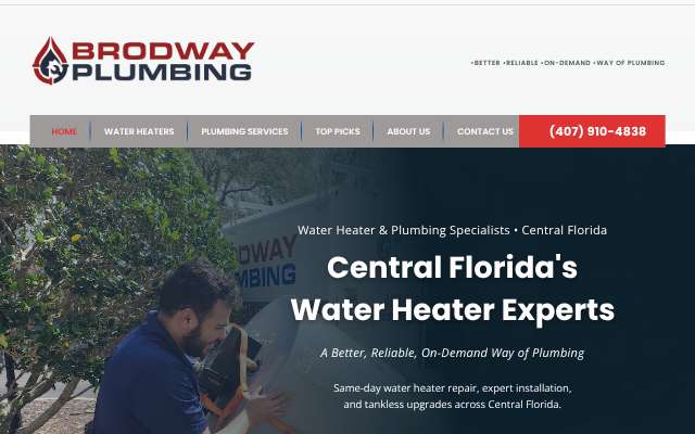 Brodway Plumbing's page as the assistant saw it