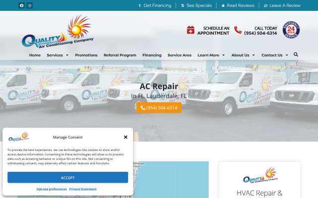 Quality Air Conditioning Company's page as the assistant saw it