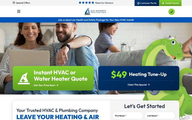 Air Experts Heating & Cooling's page as the assistant saw it