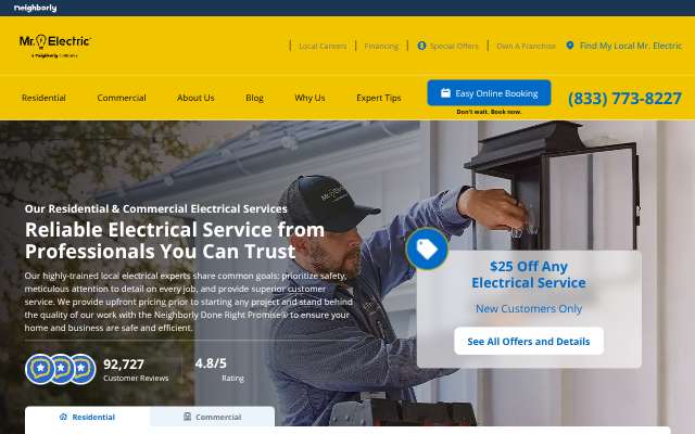 Pinkerton's Electrical Services's page as the assistant saw it