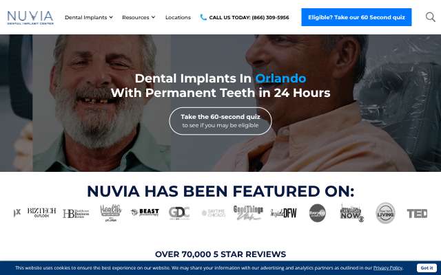 Nuvia Dental Implant Center's page as the assistant saw it