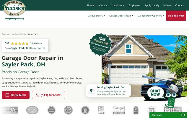 Page cited for Precision Overhead Garage Door Service of Cincinnati