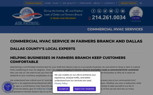 Air Patrol Air Conditioning's page as the assistant saw it