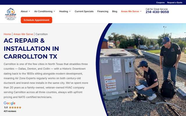 Air Zone Experts's page as the assistant saw it