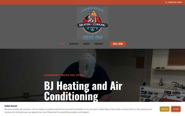 B.J. Heating and Air Conditioning's page as the assistant saw it
