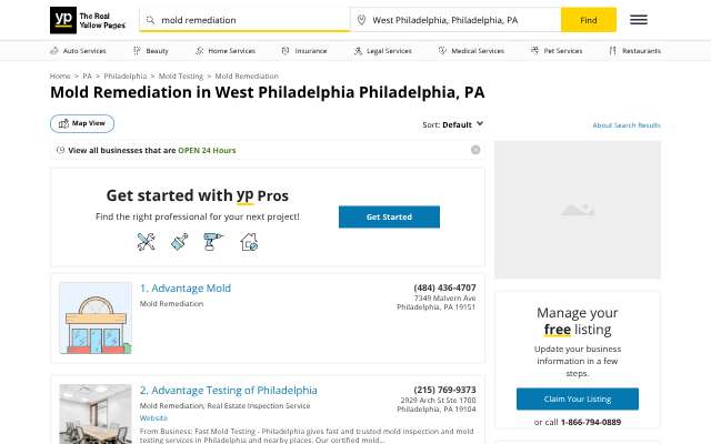 MasterTech Environmental's page as the assistant saw it
