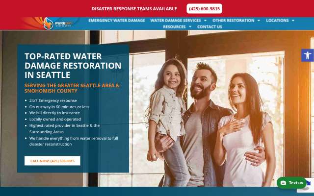 PureDry Restoration's page as the assistant saw it