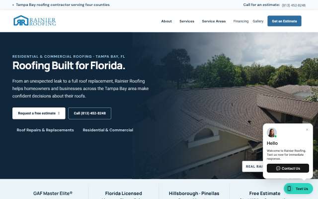 Rainier Roofing LLC's page as the assistant saw it