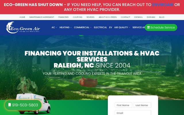 Eco-Green Air's page as the assistant saw it