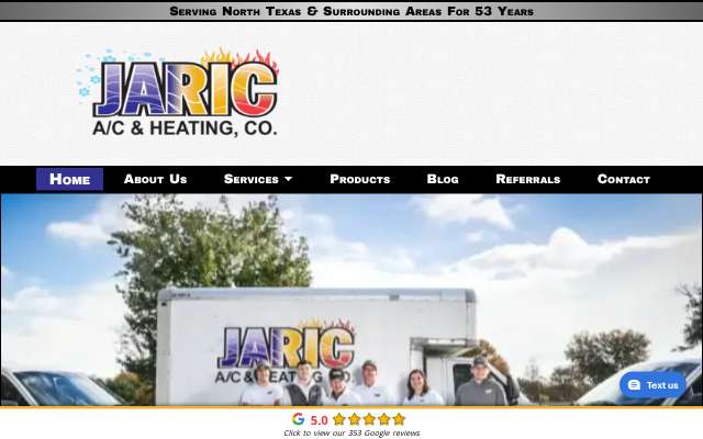 JARIC AC and Heating Co.'s page as the assistant saw it