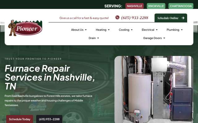 Pioneer Heating, Cooling, Electrical & Plumbing's page as the assistant saw it