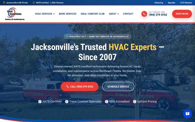 Ideal Conditions Heating & Air Conditioning's page as the assistant saw it