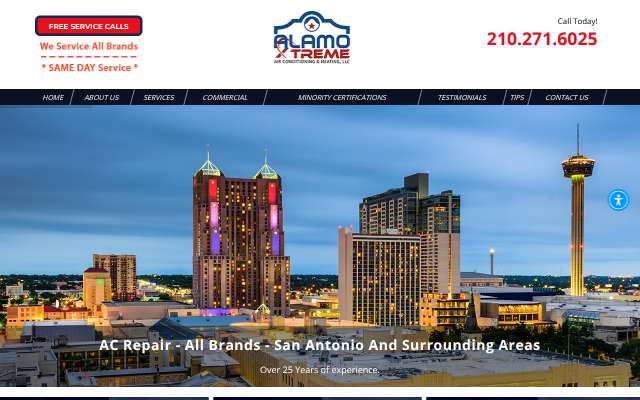 Alamo Xtreme AC & Heating's page as the assistant saw it