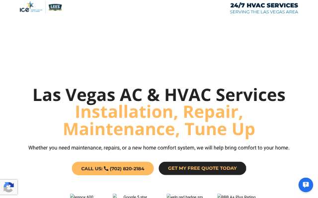 ICE Heating Cooling and Plumbing's page as the assistant saw it