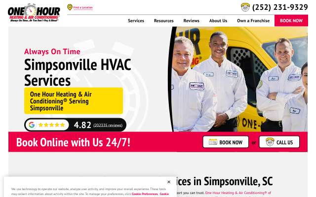 One Hour Heating & Air Conditioning (Greenville franchise serving Simpsonville)'s page as the assistant saw it