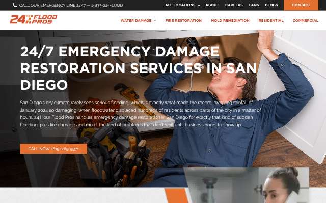 24 Hour Flood Pros of San Diego's page as the assistant saw it