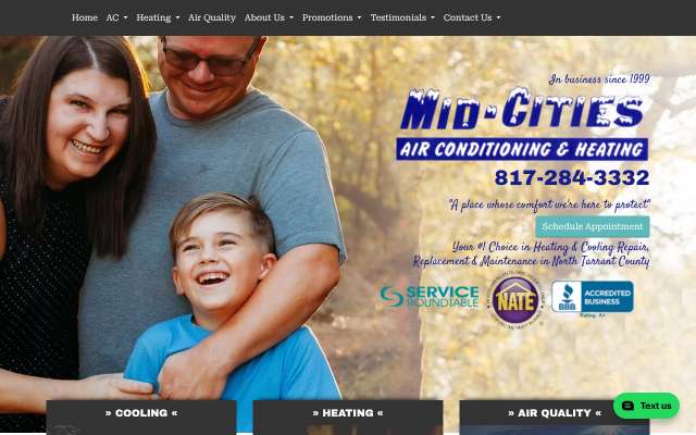 Mid-Cities Air Conditioning & Heating's page as the assistant saw it