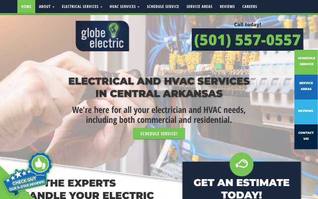 Globe Electric's page as the assistant saw it