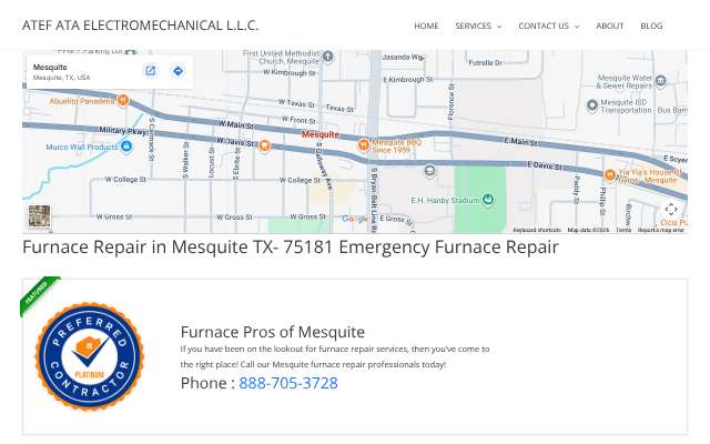 Furnace Pros of Mesquite (directory listing)'s page as the assistant saw it