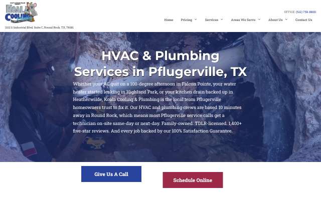 Koala Cooling & Plumbing's page as the assistant saw it
