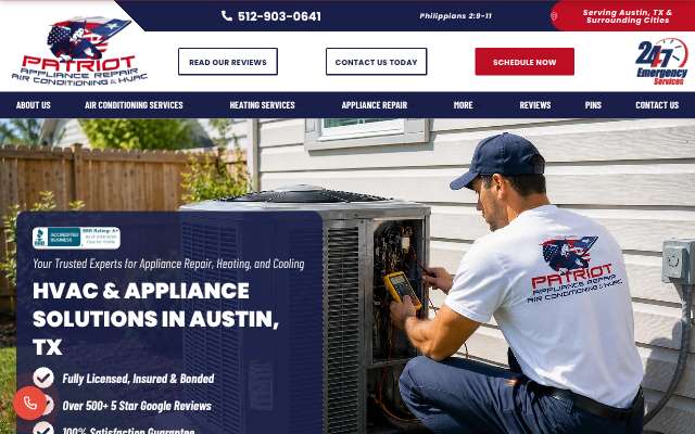 Patriot Appliance & Air Conditioning Repair Service's page as the assistant saw it