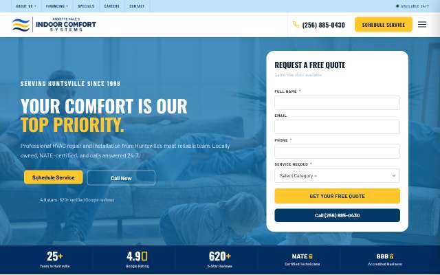 Annette Hale's Indoor Comfort Systems's page as the assistant saw it