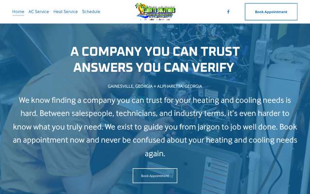 Climate Solutions Heating & Air's page as the assistant saw it