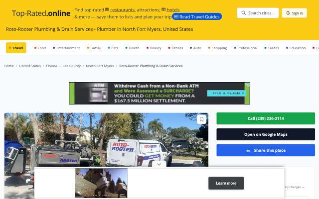 Roto-Rooter Plumbing & Drain Services's page as the assistant saw it