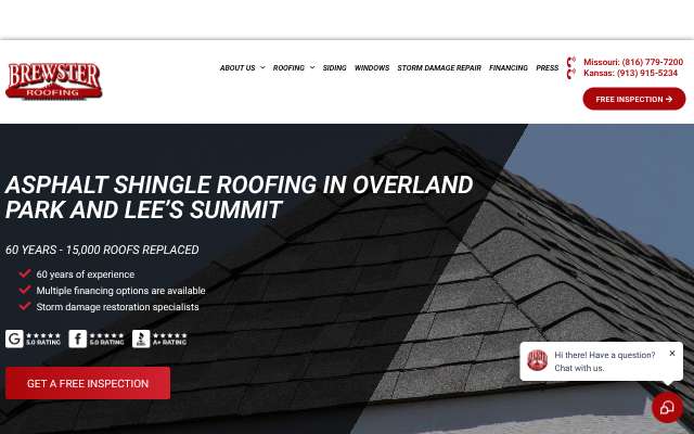 Brewster Roofing's page as the assistant saw it