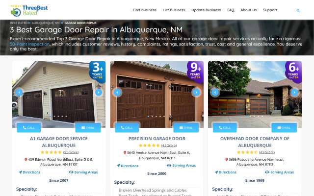 A1 Garage Door Service Albuquerque's page as the assistant saw it