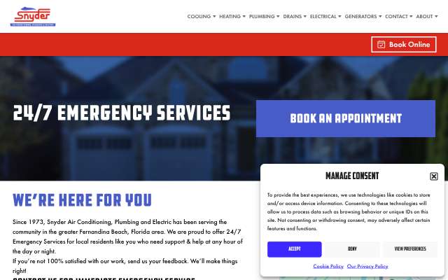 Snyder Air Conditioning, Plumbing and Electric's page as the assistant saw it