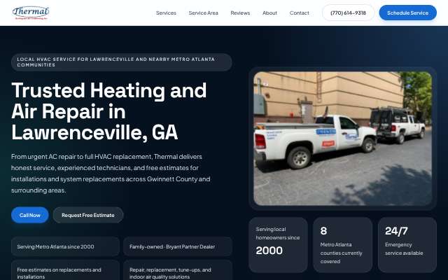 Thermal Heating & Air Conditioning's page as the assistant saw it