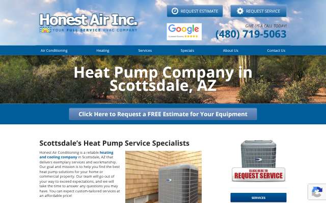 Honest Air Conditioning's page as the assistant saw it