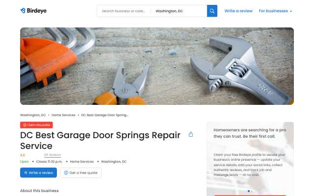 Page cited for DC Best Garage Door Springs Repair Service