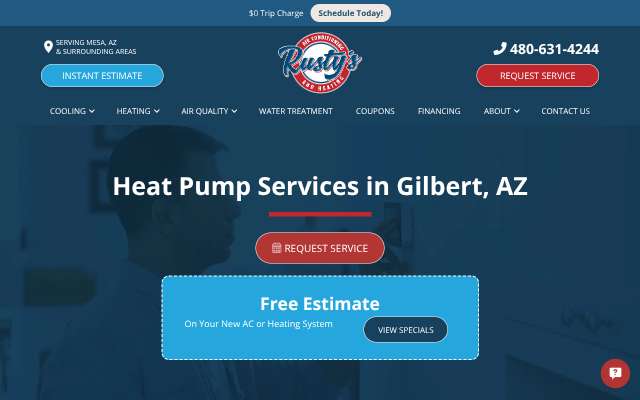 Rusty's Air Conditioning and Heating's page as the assistant saw it