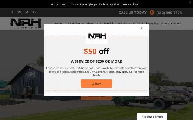 NRH Plumbing's page as the assistant saw it