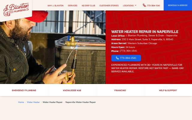 J. Blanton Plumbing's page as the assistant saw it