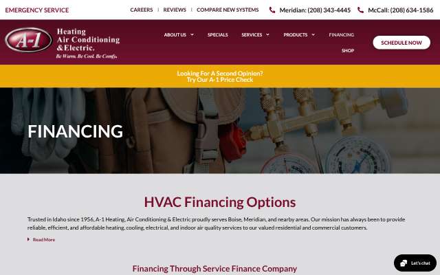 A-1 Heating and Air Conditioning's page as the assistant saw it