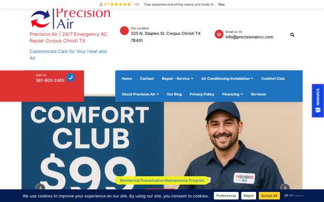 Precision Air's page as the assistant saw it