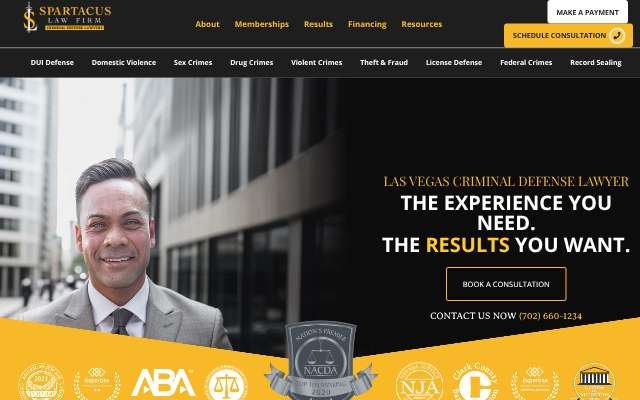 Spartacus Criminal Defense Lawyers's page as the assistant saw it