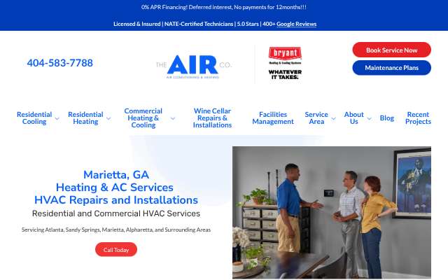 The Air Company GA's page as the assistant saw it