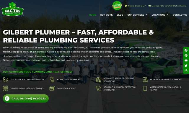 Cactus Plumbing And Air's page as the assistant saw it
