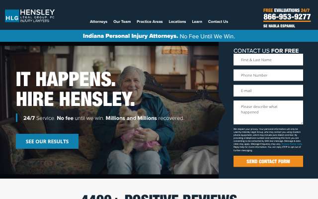 Hensley Legal Group's page as the assistant saw it