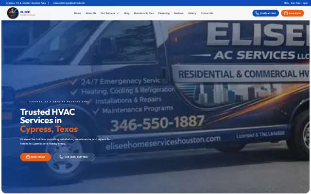 Elisee AC Services LLC's page as the assistant saw it