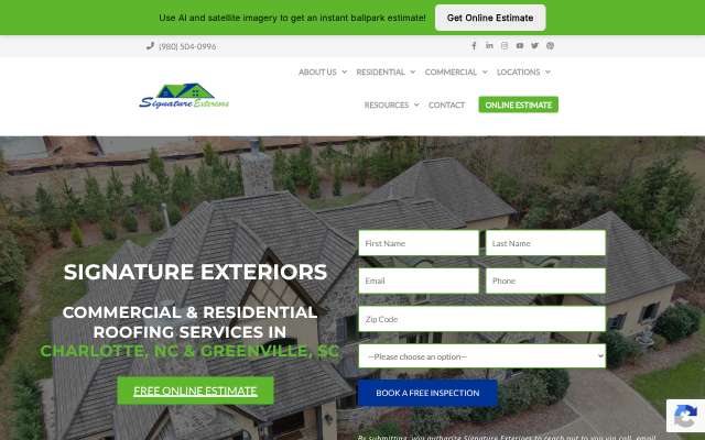 Signature Exteriors's page as the assistant saw it
