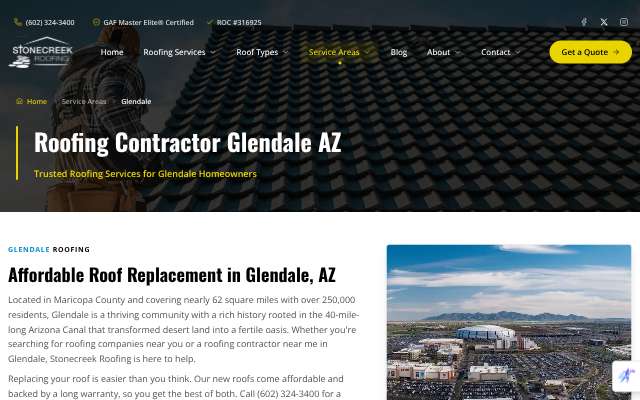 Page cited for Stonecreek Roofing